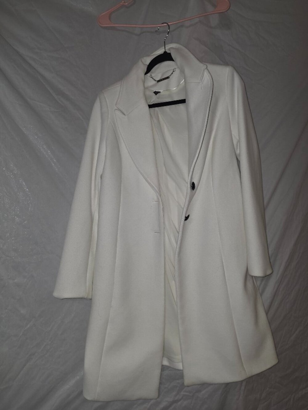 Women's White Black dress coat - mid-thigh length - Size M